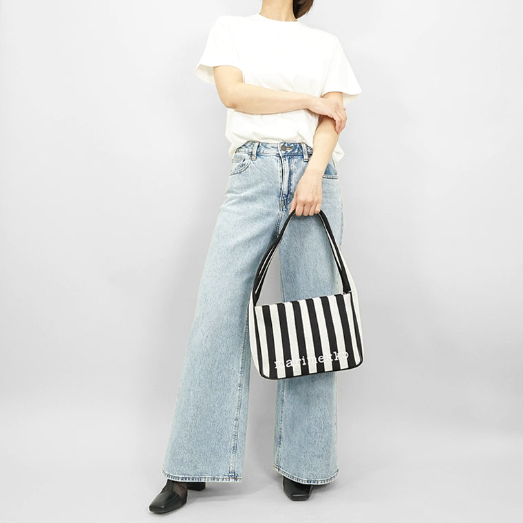 marimekko レディース ショルダーバッグ KNITTED SHOULDERBAG MERIROSVO 094140 BLACK OFF WHITE ブラック オフホワイト 919