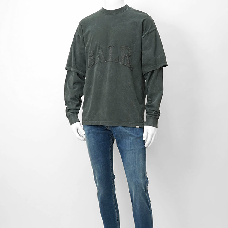 BALR. メンズ 長袖Tシャツ URBAN WASHED LONGSLEEVE B1111 1066 ウォッシュグレー VOLCANIC GREY