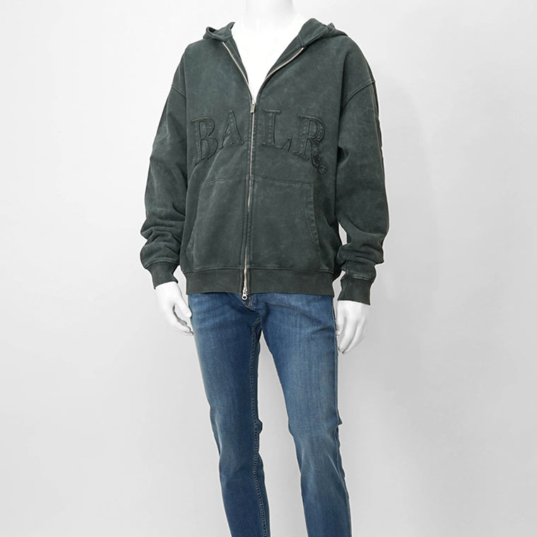 BALR. メンズ ジップアップパーカー URBAN WASHED ZIP HOODIE B1269 1009 ウォッシュグレー VOLCANIC GREY