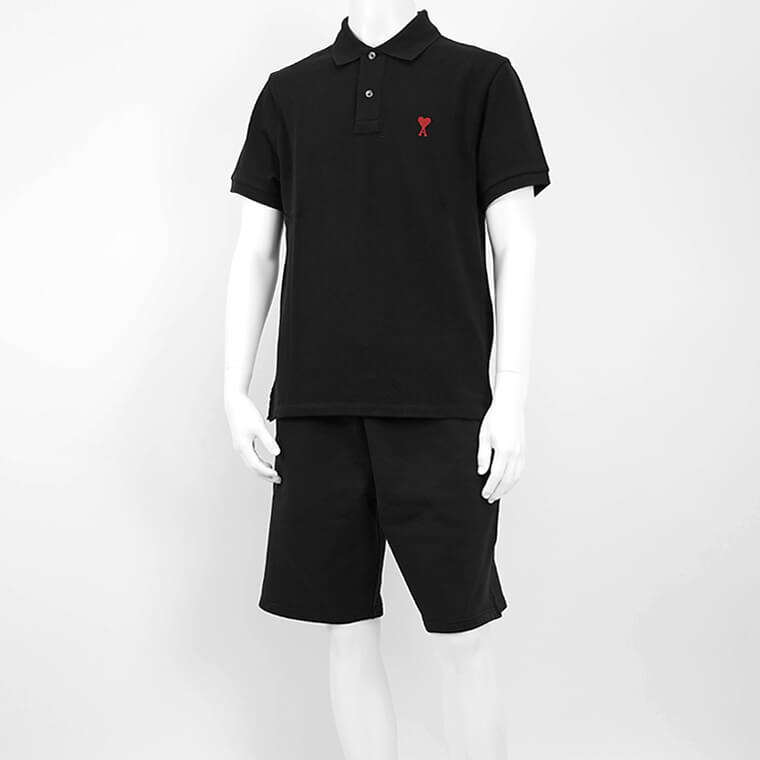 AMI メンズ ポロシャツ AMI DE COEUR BFUPL001 760 NOIR ブラック 001
