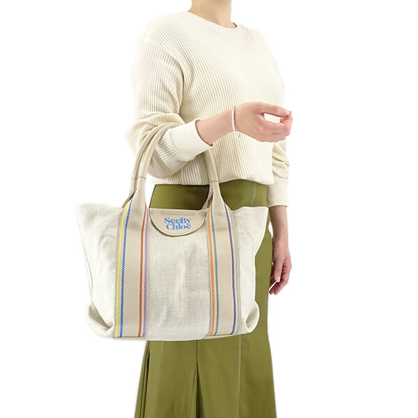 See By Chloe レディース トートバッグ LAETIZIA SMALL TOTE CHS23SSB62C64 CEMENT BEIGE 24H