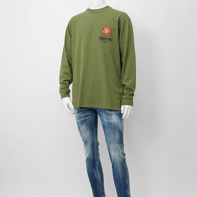 KENZO メンズ 長袖Tシャツ KENZO FUTURA RELAX LS T S FF65TL3514SG KHAKI カーキ 50