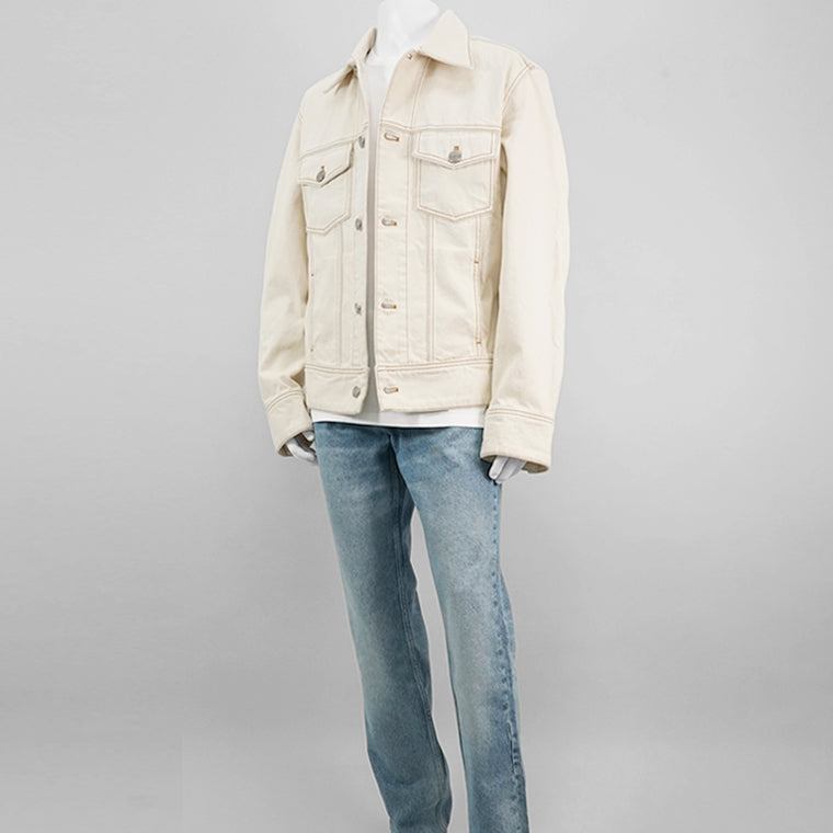 AMI メンズ デニムジャケット TRUCKER JACKET IN COLORED COTTON TWILL HJK247 DE0039 BLANC CREME ホワイトクリーム 136