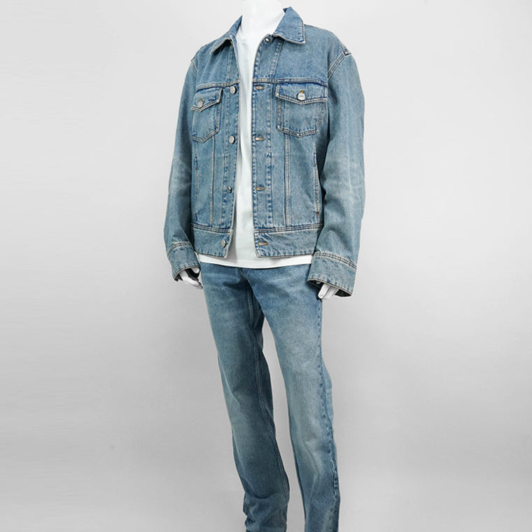AMI メンズ デニムジャケット TRUCKER JACKET IN USED INDIGO DENIM HJK247 DE0046 BLEU USED ウォッシュブルー 480