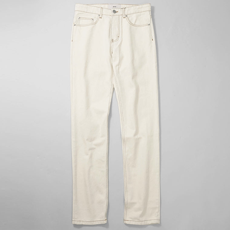 AMI メンズ ジーンズ HTR001 DE0039 BLANC CREME アイボリー 136