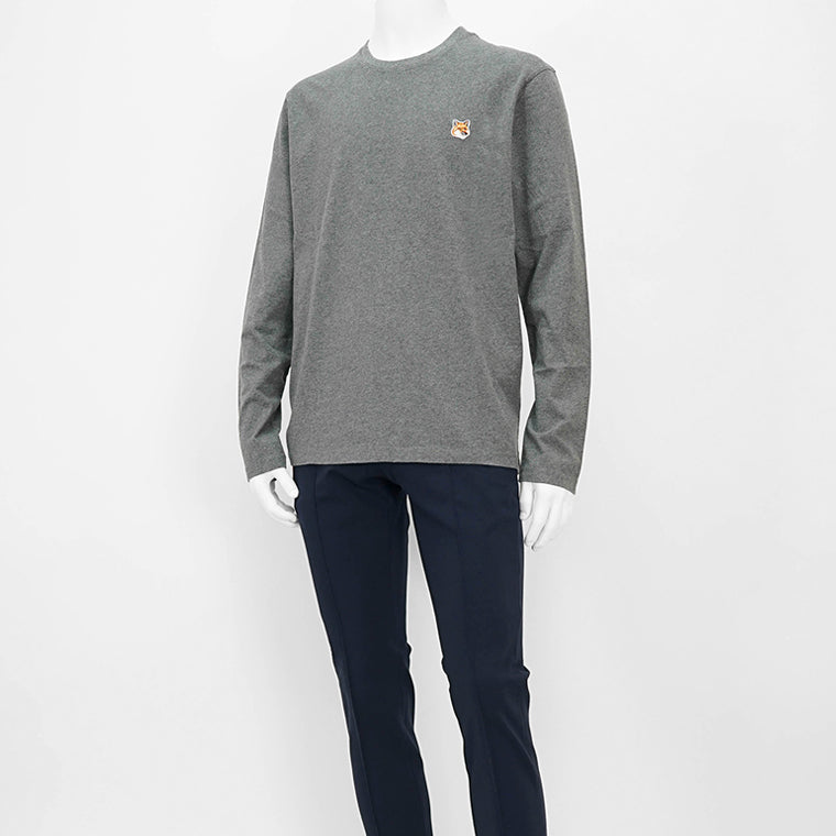 MAISON KITSUNE メンズ 長袖Tシャツ FOX HEAD PATCH REGULAR LONG SLEEVES TEE SHIRT LM00108 KJ0008 DARK GREY MELANGE ダークグレー H170
