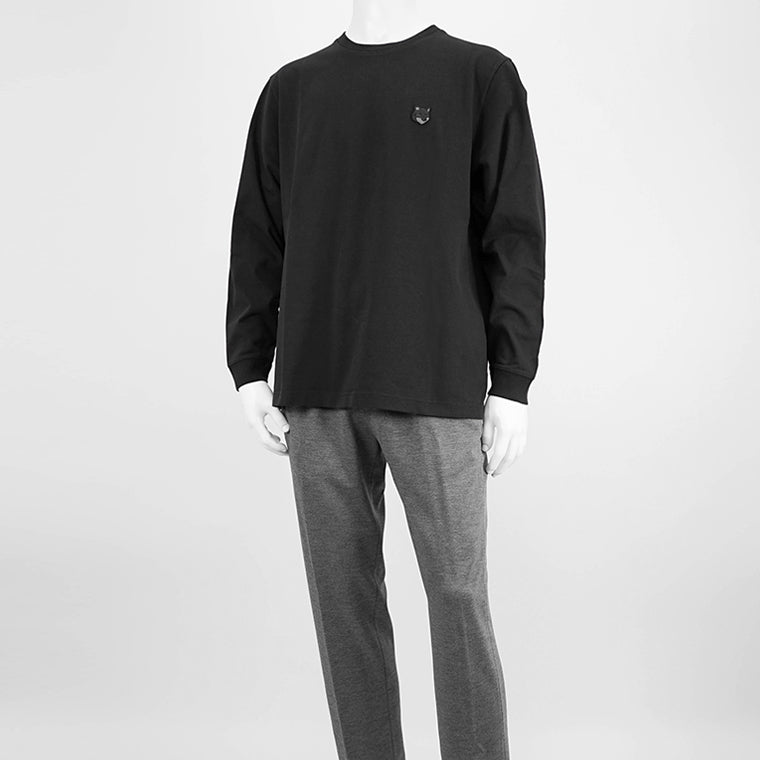 MAISON KITSUNE メンズ 長袖Tシャツ BOLD FOX HEAD PATCH COMFORT LONG SLEEVES TEE SHIRT LM00109 KJ0118 BLACK ブラック P199