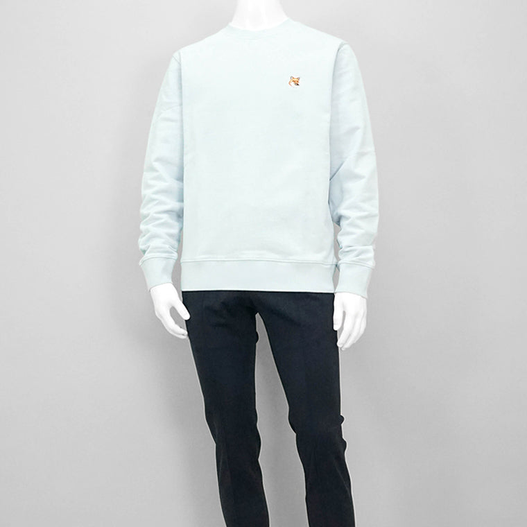 MAISON KITSUNE メンズ スウェットシャツ FOX HEAD PATCH REGULAR SWEATSHIRT LM00301 KM0001 CIRRUS BLUE シーラスブルー 0072
