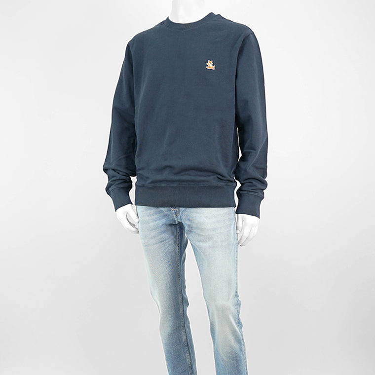 MAISON KITSUNE メンズ スウェットシャツ CHILLAX PATCH REGULAR SWEATSHIRT LM00303 KM0001 INK BLUE ネイビー P476