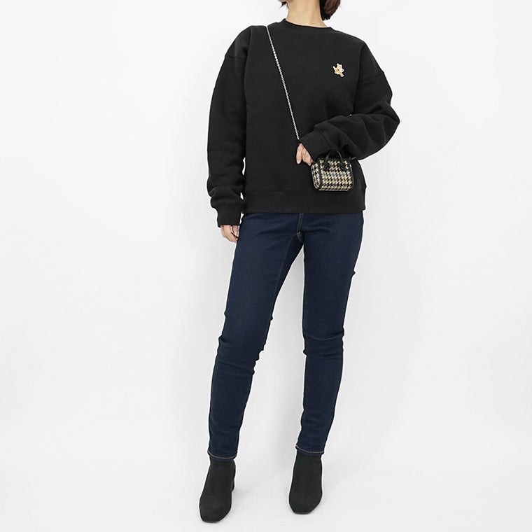 MAISON KITSUNE レディース スウェットシャツ SPEEDY FOX PATCH COMFORT SWEATSHIRT MW00309 KM0307 BLACK ブラック P199