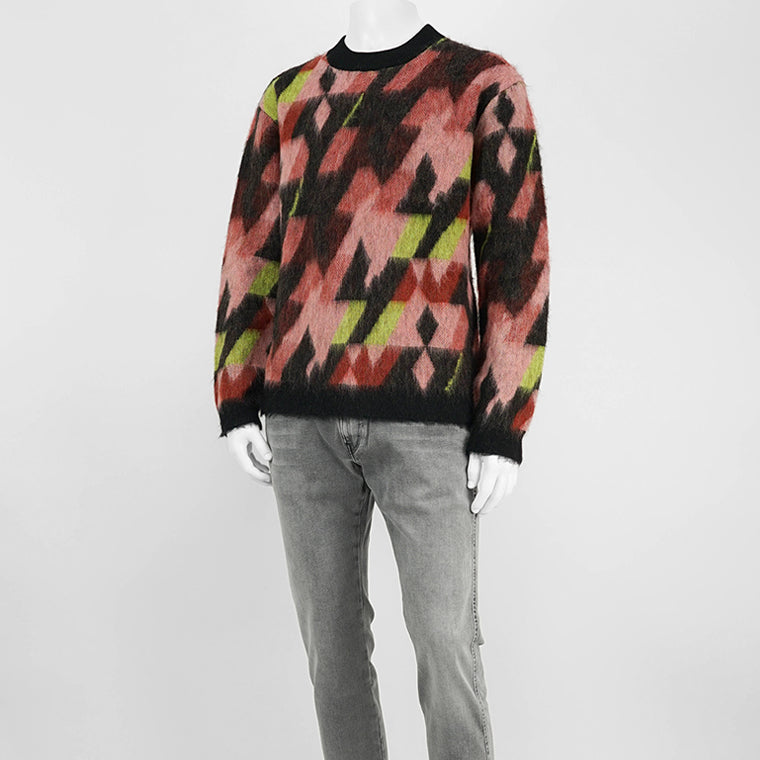 MAISON KITSUNE メンズ ニット GRAPHIC MOHAIR JACQUARD JUMPER NM00801 KM0323 PECAN PASTURE ROSE パステルローズ B259