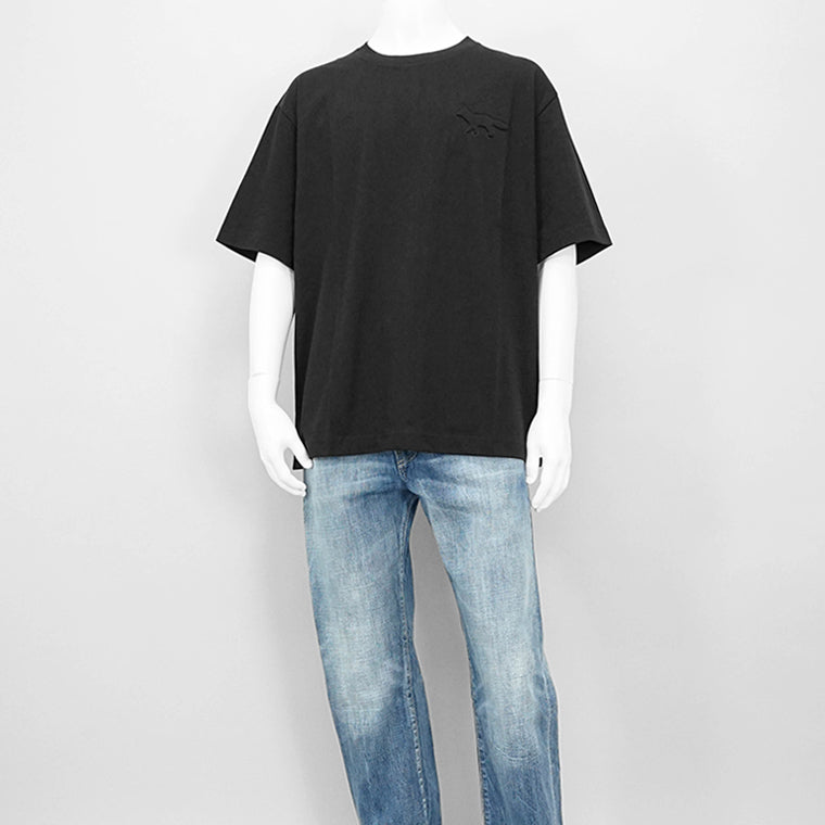 MAISON KITSUNE メンズ Tシャツ EMBOSSED PROFILE FOX OVERSIZE TEE SHIRT OM00116 KJ7016 BLACK ブラック P199