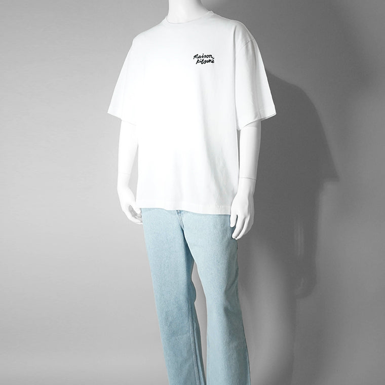 MAISON KITSUNE メンズ Tシャツ HANDWRITING EMBROIDERY OVERSIZE TEE OM00123 KJ0119 2カラー