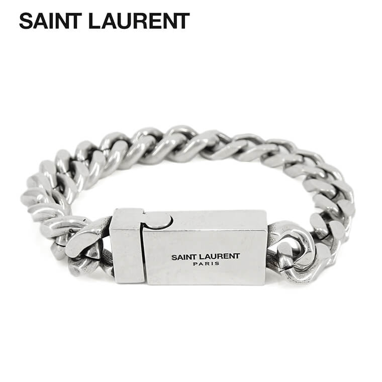 SAINT LAURENT メンズ レディース ブレスレット CURB CHAIN BRACELET 731208 Y1500 OXIDIZED  SILVER シルバー 8142