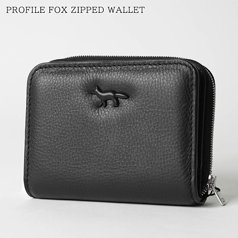 MAISON KITSUNE メンズ レディース 2つ折り財布 PROFILE FOX ZIPPED WALLET MW05346 LC0045 BLACK ブラック P199