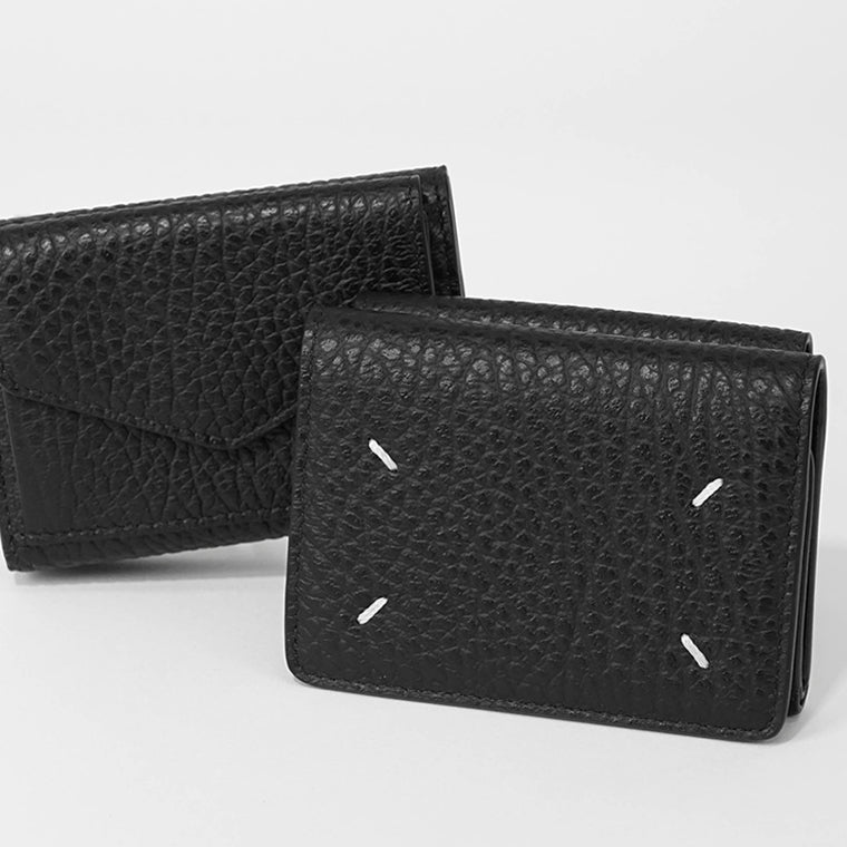 Maison Margiela(マルジェラ）三つ折り財布 黒 Black Leather Four