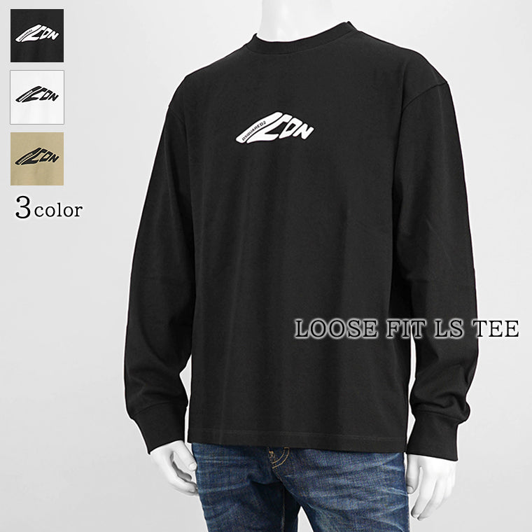 ディースクエアード DSQUARED2 メンズ 長袖Tシャツ ブラック ホワイト