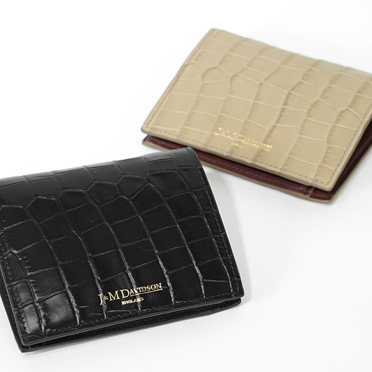 J&amp;M DAVIDSON 二つ折り財布 ミニ クロコ ベージュ カード  J&M Davidson（J＆Mデヴィッドソン） 二つ折り財布 LOSANGE FOLD