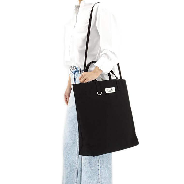 MM6 Maison Margiela ブラックトートバッグ MM6 Maison Margiela Japanese レザートートバッグ | ブラック