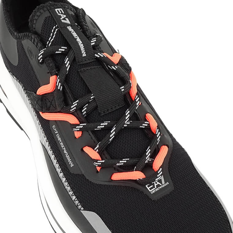 EMPORIO ARMANI EA7 メンズ スニーカー ALTURA SUMMER BLACK AND WHITE X8X145 XK336 BLACK SILVER ORANGE FLUO ブラック S499