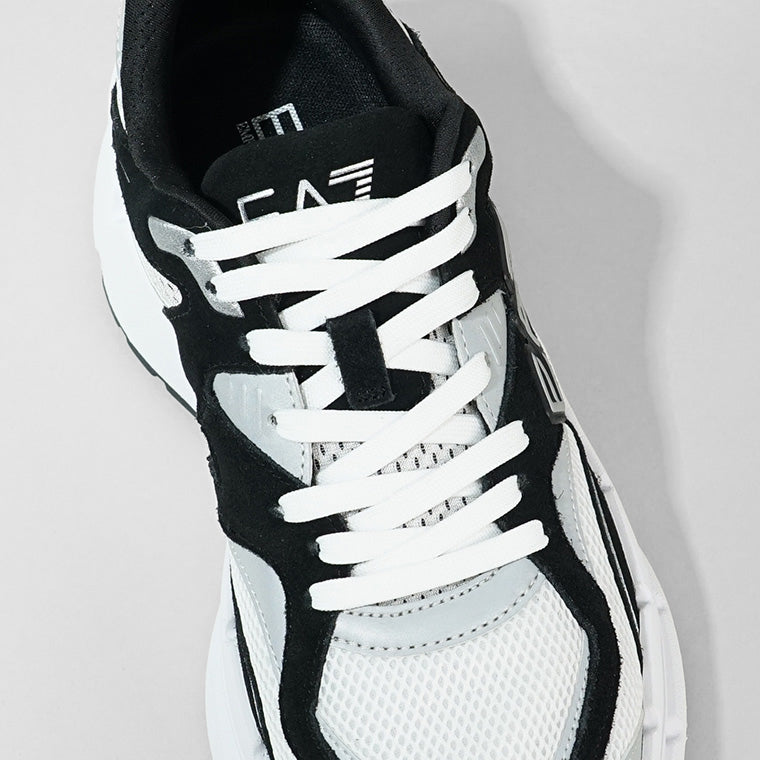 EMPORIO ARMANI EA7 メンズ スニーカー X8X237 XK425 WHITE BLACK SILVER ホワイト ブラック Q738