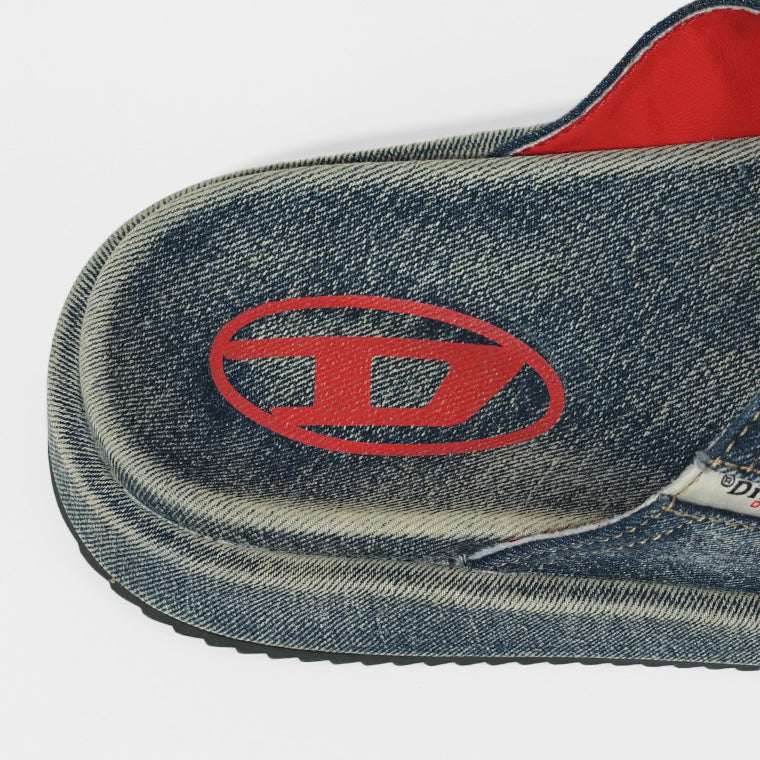 DIESEL メンズ サンダル SA SLIDE CRIS CROS Y03612 P0320 APPLE CINNAMON DENIM BLUE デニムブルー HA711