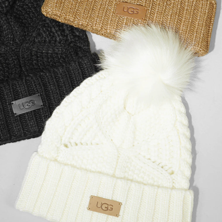 UGG レディース メンズ ニットキャップ CABLE BEANIE WITH POM 100819 3カラー