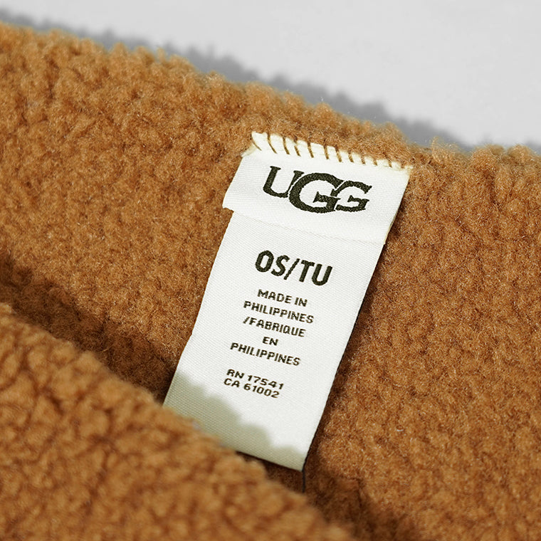 【未使用品】UGG ボアストール スカラップ ロングマフラー ブラウン キャメル 未使用品】UGG ボアストール スカラップ ロングマフラー ブラウン