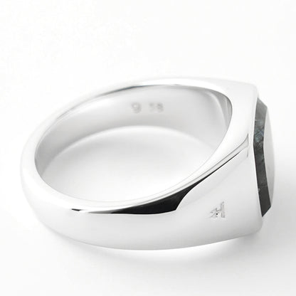 TOM WOOD メンズ リング KAY RING BLACK LARVIKITE 101486 シルバー