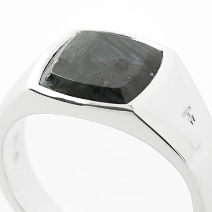 TOM WOOD メンズ リング KAY RING BLACK LARVIKITE 101486 シルバー