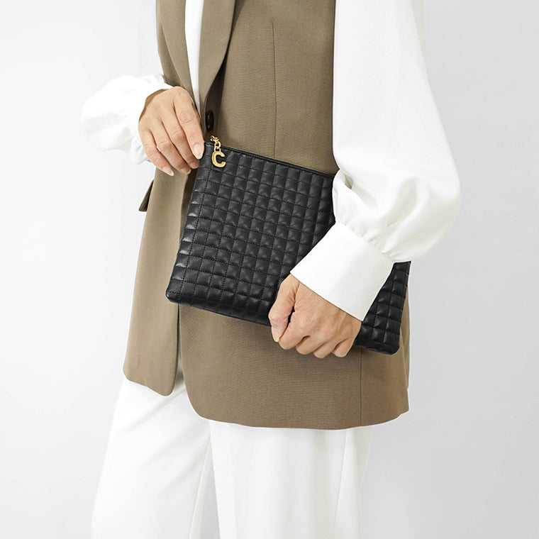 CELINE レディース クラッチバッグ C CHARM POUCH 10B813BFL BLACK 38NO ブラック