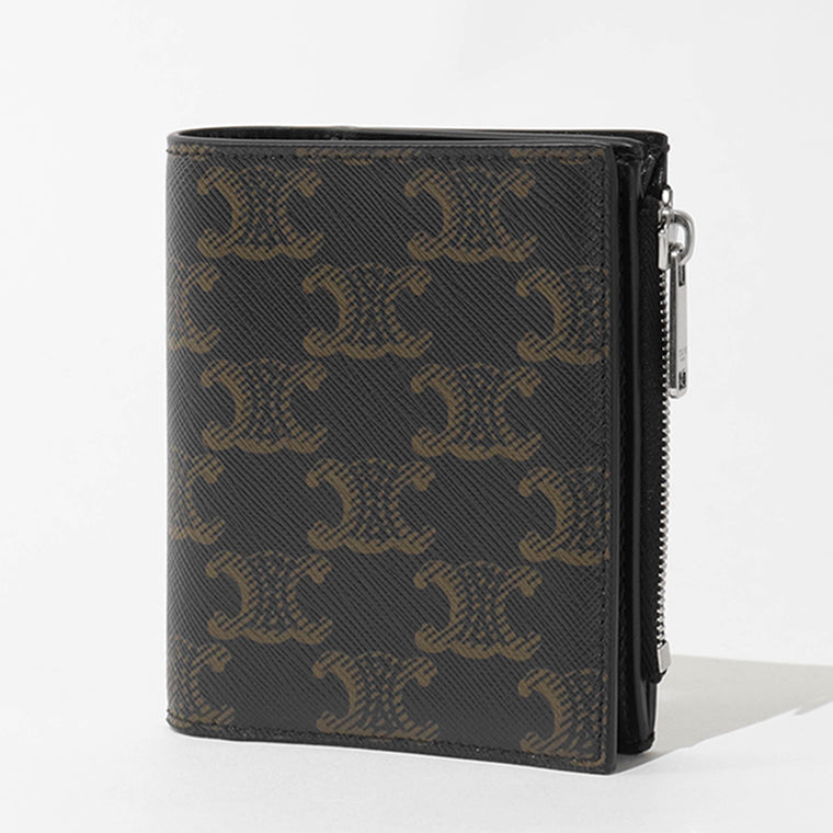 CELINE メンズ 2つ折り財布 COMPACT WALLET IN TRIOMPHE CANVAS 10E492BZR BLACK ブラック 38SI