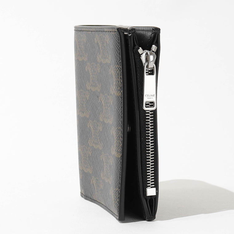 CELINE メンズ 2つ折り財布 COMPACT WALLET IN TRIOMPHE CANVAS 10E492BZR BLACK ブラック 38SI
