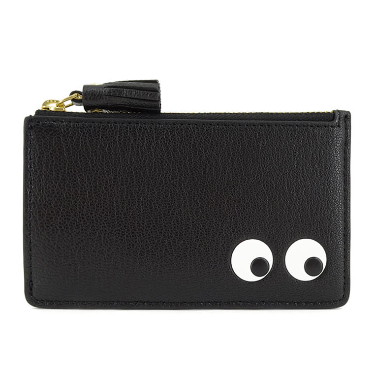ANYA HINDMARCH レディース フラグメントケース ZIP CARD CASE EYES IN 142717 ブラック BLACK