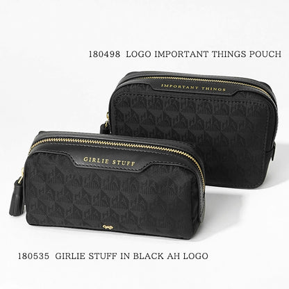 ANYA HINDMARCH レディース ポーチ GIRLIE STUFF IN BLACK AH LOGO 180535 ブラック BLACK