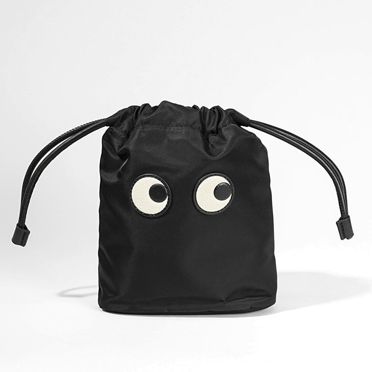 ANYA HINDMARCH レディース ポーチ EYES DRAWSTRING POUCH 193566 ブラック BLACK