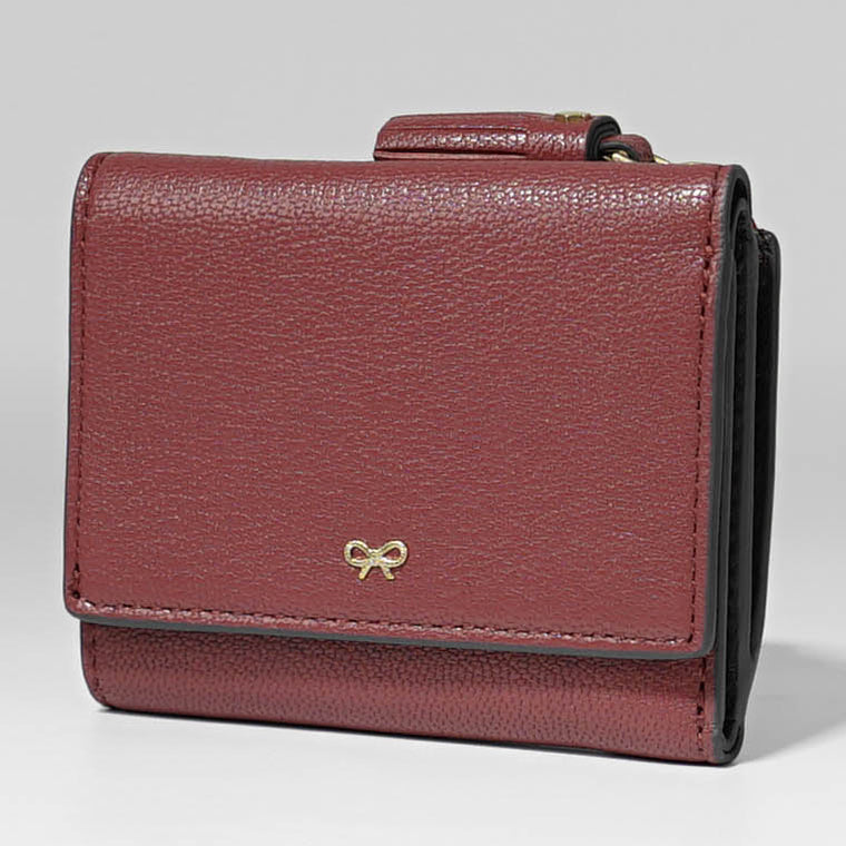 ANYA HINDMARCH レディース 3つ折り財布 MINI TRIFOLD ZIP PEEPING EYES 195515 ワインレッド DAMSON