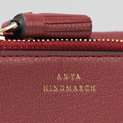 ANYA HINDMARCH レディース 3つ折り財布 MINI TRIFOLD ZIP PEEPING EYES 195515 ワインレッド DAMSON