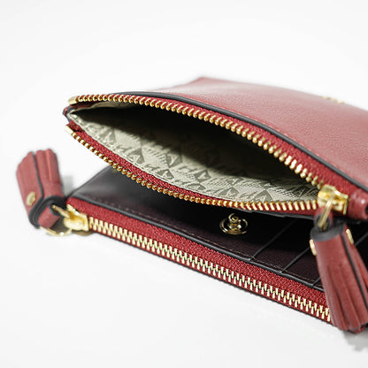 ANYA HINDMARCH レディース 2つ折り財布 SMALL DOUBLE ZIP WALLET PEEPING EYES 195522 ワインレッド DAMSON