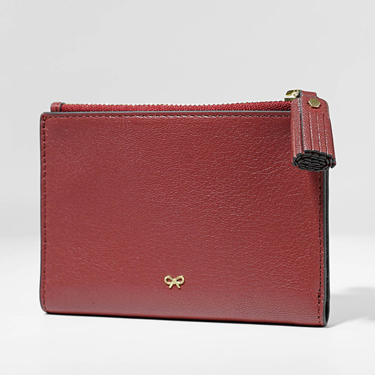 ANYA HINDMARCH レディース 2つ折り財布 SMALL DOUBLE ZIP WALLET PEEPING EYES 195522 ワインレッド DAMSON