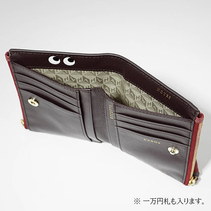 ANYA HINDMARCH レディース 2つ折り財布 SMALL DOUBLE ZIP WALLET PEEPING EYES 195522 ワインレッド DAMSON