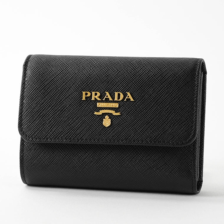 PRADA レディース 3つ折り財布 SAFFIANO METAL 1MH025 QWA NERO ブラック F0002