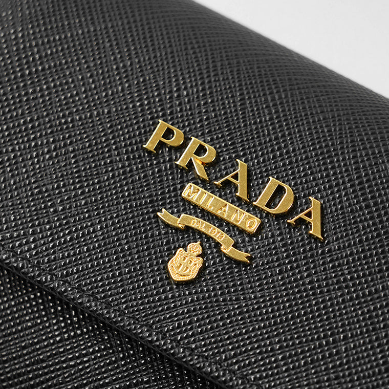 PRADA レディース 3つ折り財布 SAFFIANO METAL 1MH025 QWA NERO ブラック F0002