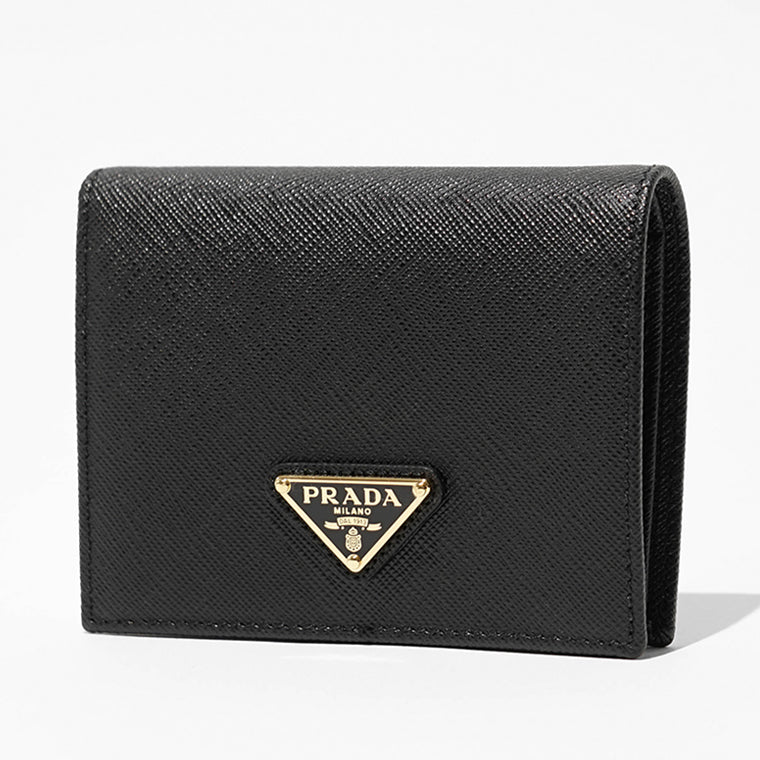 【SUMMER FINAL SALE】 PRADA レディース 2つ折り財布 SAFFIANO TRIANG 1MV204 QHH NERO ブラック F0002