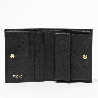 【SUMMER FINAL SALE】 PRADA レディース 2つ折り財布 SAFFIANO TRIANG 1MV204 QHH NERO ブラック F0002