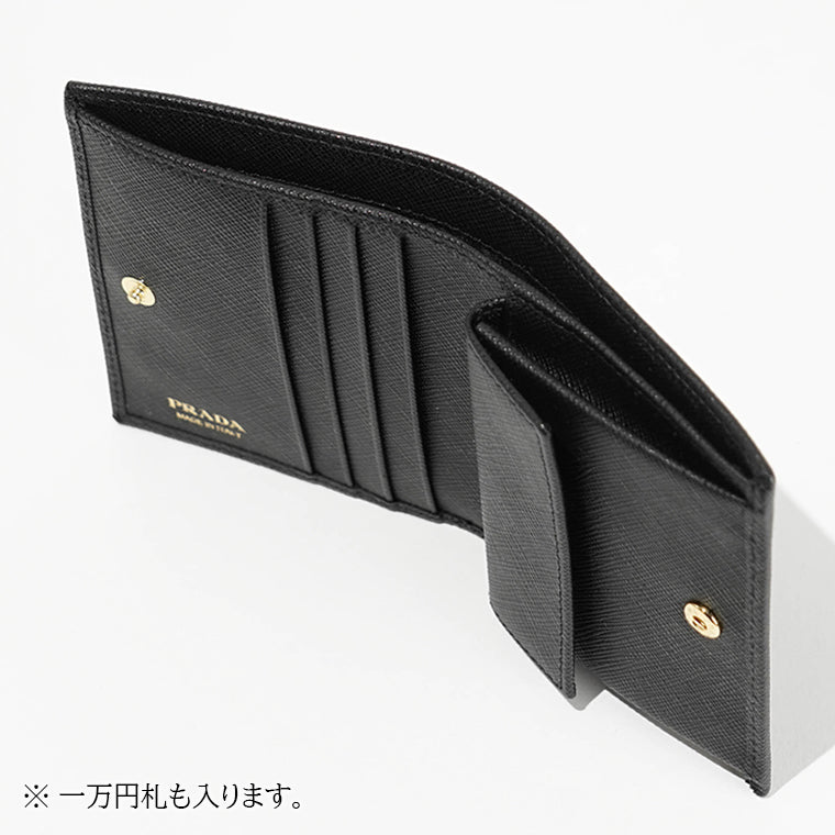 【SUMMER FINAL SALE】 PRADA レディース 2つ折り財布 SAFFIANO TRIANG 1MV204 QHH NERO ブラック F0002