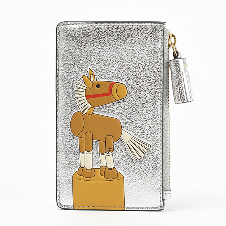ANYA HINDMARCH レディース フラグメントケース ZIP CARD CASE HORSE 204750 シルバー SILVER