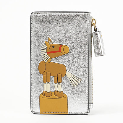 ANYA HINDMARCH レディース フラグメントケース ZIP CARD CASE HORSE 204750 シルバー SILVER