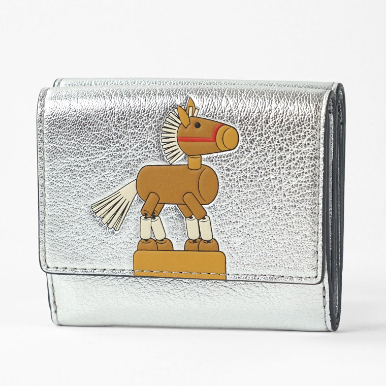 ANYA HINDMARCH レディース 3つ折り財布 MINI TRIFOLD WALLET HORSE 204781 シルバー SILVER