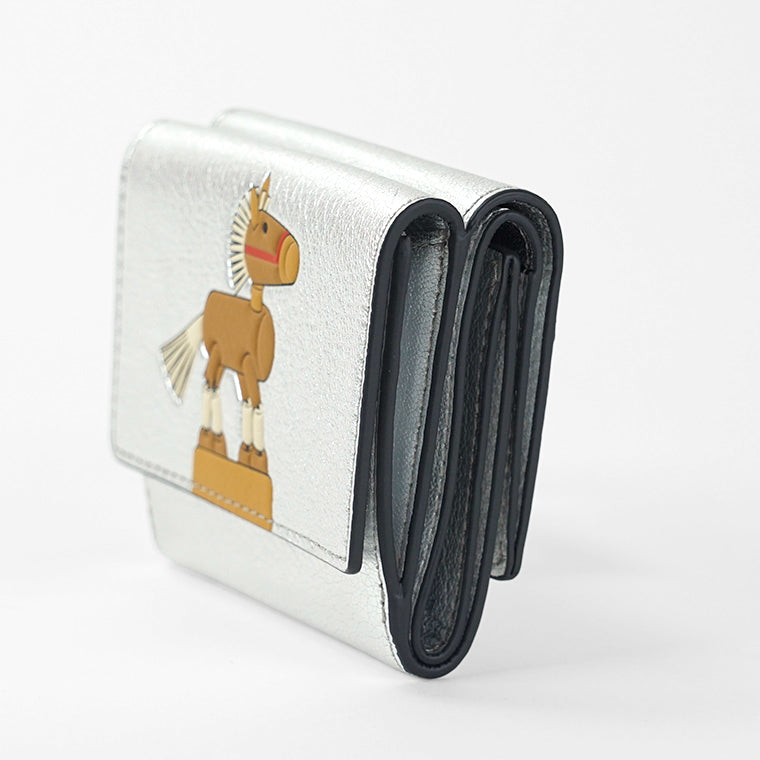 ANYA HINDMARCH レディース 3つ折り財布 MINI TRIFOLD WALLET HORSE 204781 シルバー SILVER